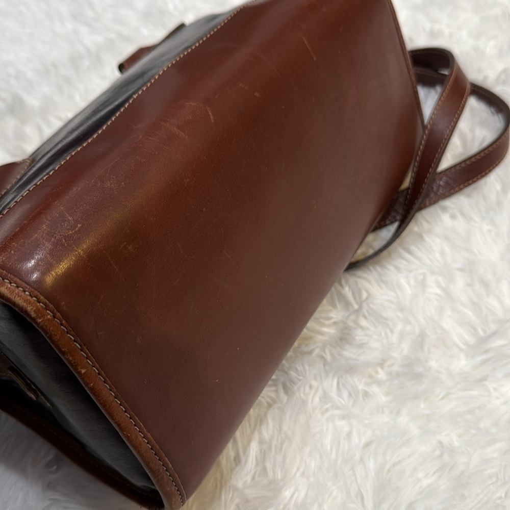 Brahmin Vintage Leather Satchel Crossbody Bag Black Brown Pre-Loved - Picture 4 of 16